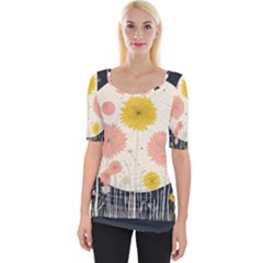 Space Flowers Universe Galaxy Wide Neckline T-shirt