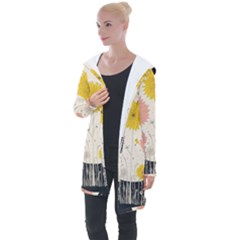 Space Flowers Universe Galaxy Longline Hooded Cardigan