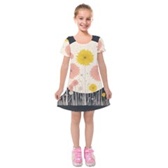 Space Flowers Universe Galaxy Kids  Short Sleeve Velvet Dress