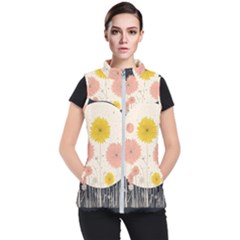 Space Flowers Universe Galaxy Women s Puffer Vest