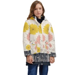 Space Flowers Universe Galaxy Kids  Hooded Longline Puffer Jacket