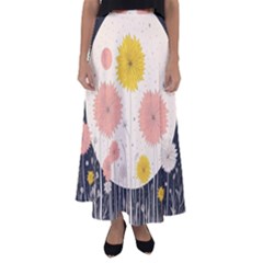 Space Flowers Universe Galaxy Flared Maxi Skirt by Maspions