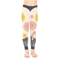 Space Flowers Universe Galaxy Kids  Leggings