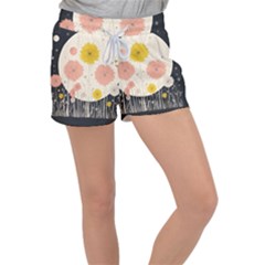 Space Flowers Universe Galaxy Women s Velour Lounge Shorts