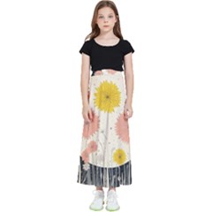 Space Flowers Universe Galaxy Kids  Flared Maxi Skirt