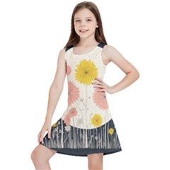 Space Flowers Universe Galaxy Kids  Lightweight Sleeveless Dress