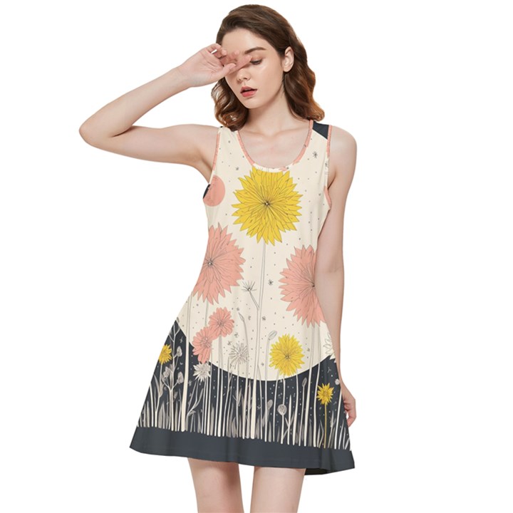 Space Flowers Universe Galaxy Inside Out Racerback Dress