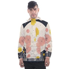 Space Flowers Universe Galaxy Men s Front Pocket Pullover Windbreaker