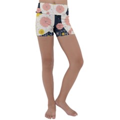 Space Flowers Universe Galaxy Kids  Lightweight Velour Yoga Shorts