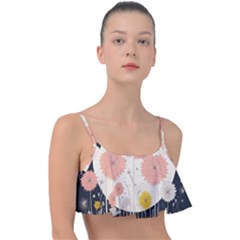 Space Flowers Universe Galaxy Frill Bikini Top