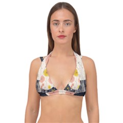 Space Flowers Universe Galaxy Double Strap Halter Bikini Top