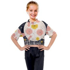 Space Flowers Universe Galaxy Kids Mock Neck T-shirt