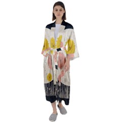 Space Flowers Universe Galaxy Maxi Satin Kimono