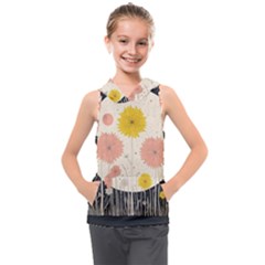 Space Flowers Universe Galaxy Kids  Sleeveless Hoodie