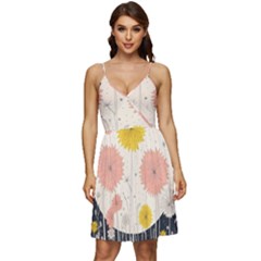 Space Flowers Universe Galaxy V-neck Pocket Summer Dress 