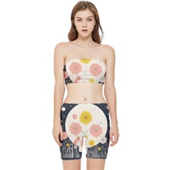 Space Flowers Universe Galaxy Stretch Shorts And Tube Top Set