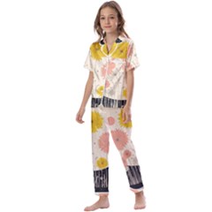 Space Flowers Universe Galaxy Kids  Satin Short Sleeve Pajamas Set