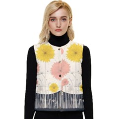 Space Flowers Universe Galaxy Women s Button Up Puffer Vest