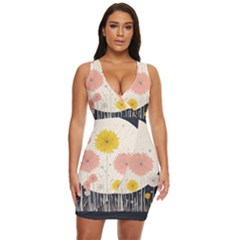 Space Flowers Universe Galaxy Draped Bodycon Dress