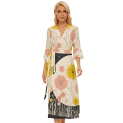 Space Flowers Universe Galaxy Midsummer Wrap Dress