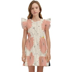 Space Flowers Universe Galaxy Kids  Winged Sleeve Dress