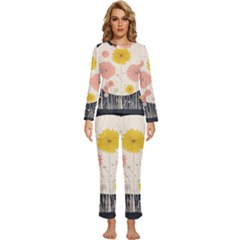 Space Flowers Universe Galaxy Womens  Long Sleeve Lightweight Pajamas Set by Maspions