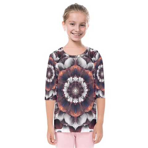 Mandala Design Pattern Kids  Quarter Sleeve Raglan T-shirt by Maspions