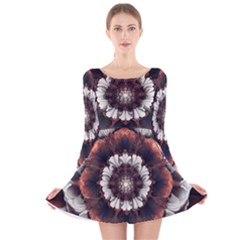 Mandala Design Pattern Long Sleeve Velvet Skater Dress