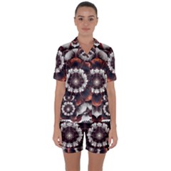 Mandala Design Pattern Satin Short Sleeve Pajamas Set by Maspions