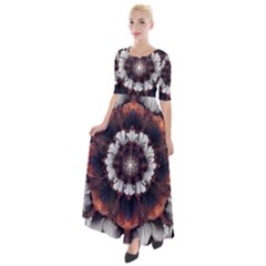 Mandala Design Pattern Half Sleeves Maxi Dress