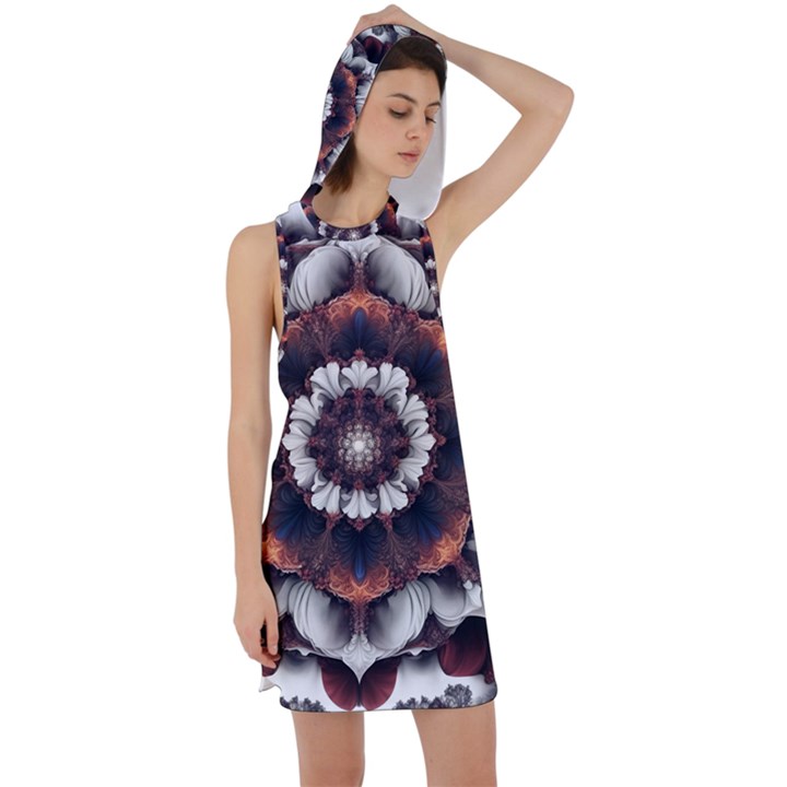 Mandala Design Pattern Racer Back Hoodie Dress