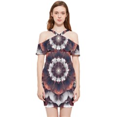 Mandala Design Pattern Shoulder Frill Bodycon Summer Dress