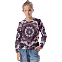 Mandala Design Pattern Kids  Long Sleeve T-shirt With Frill 