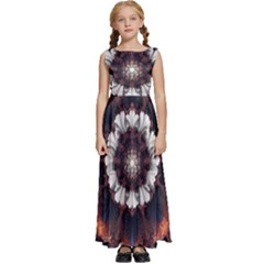 Mandala Design Pattern Kids  Satin Sleeveless Maxi Dress by Maspions