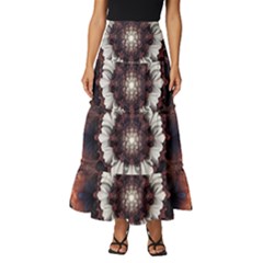 Mandala Design Pattern Tiered Ruffle Maxi Skirt by Maspions