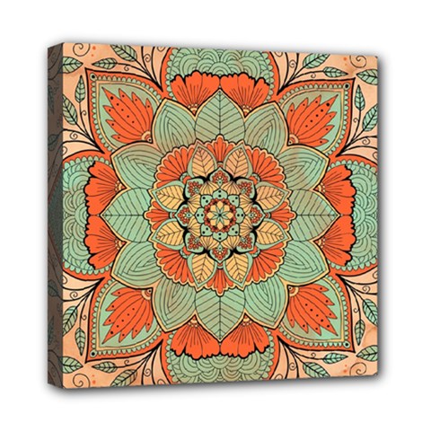 Mandala Floral Decorative Flower Mini Canvas 8  X 8  (stretched)