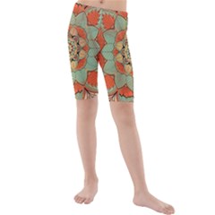 Mandala Floral Decorative Flower Kids  Mid Length Swim Shorts