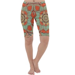 Mandala Floral Decorative Flower Cropped Leggings 