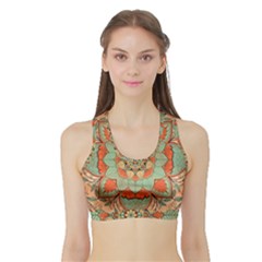 Mandala Floral Decorative Flower Sports Bra With Border