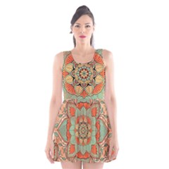 Mandala Floral Decorative Flower Scoop Neck Skater Dress