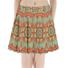 Mandala Floral Decorative Flower Pleated Mini Skirt by Maspions