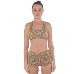 Mandala Floral Decorative Flower Racerback Boyleg Bikini Set