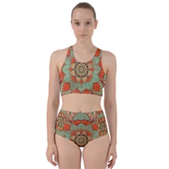 Mandala Floral Decorative Flower Racer Back Bikini Set by Maspions