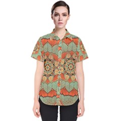 Mandala Floral Decorative Flower Women s Short Sleeve Shirt