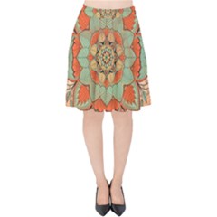 Mandala Floral Decorative Flower Velvet High Waist Skirt by Maspions