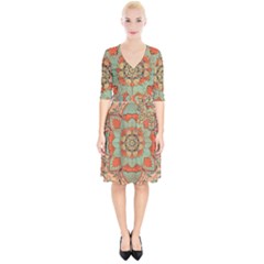 Mandala Floral Decorative Flower Wrap Up Cocktail Dress