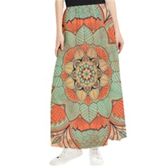 Mandala Floral Decorative Flower Maxi Chiffon Skirt