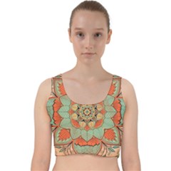 Mandala Floral Decorative Flower Velvet Racer Back Crop Top by Maspions