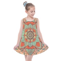 Mandala Floral Decorative Flower Kids  Summer Dress