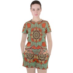 Mandala Floral Decorative Flower Women s T-shirt And Shorts Set